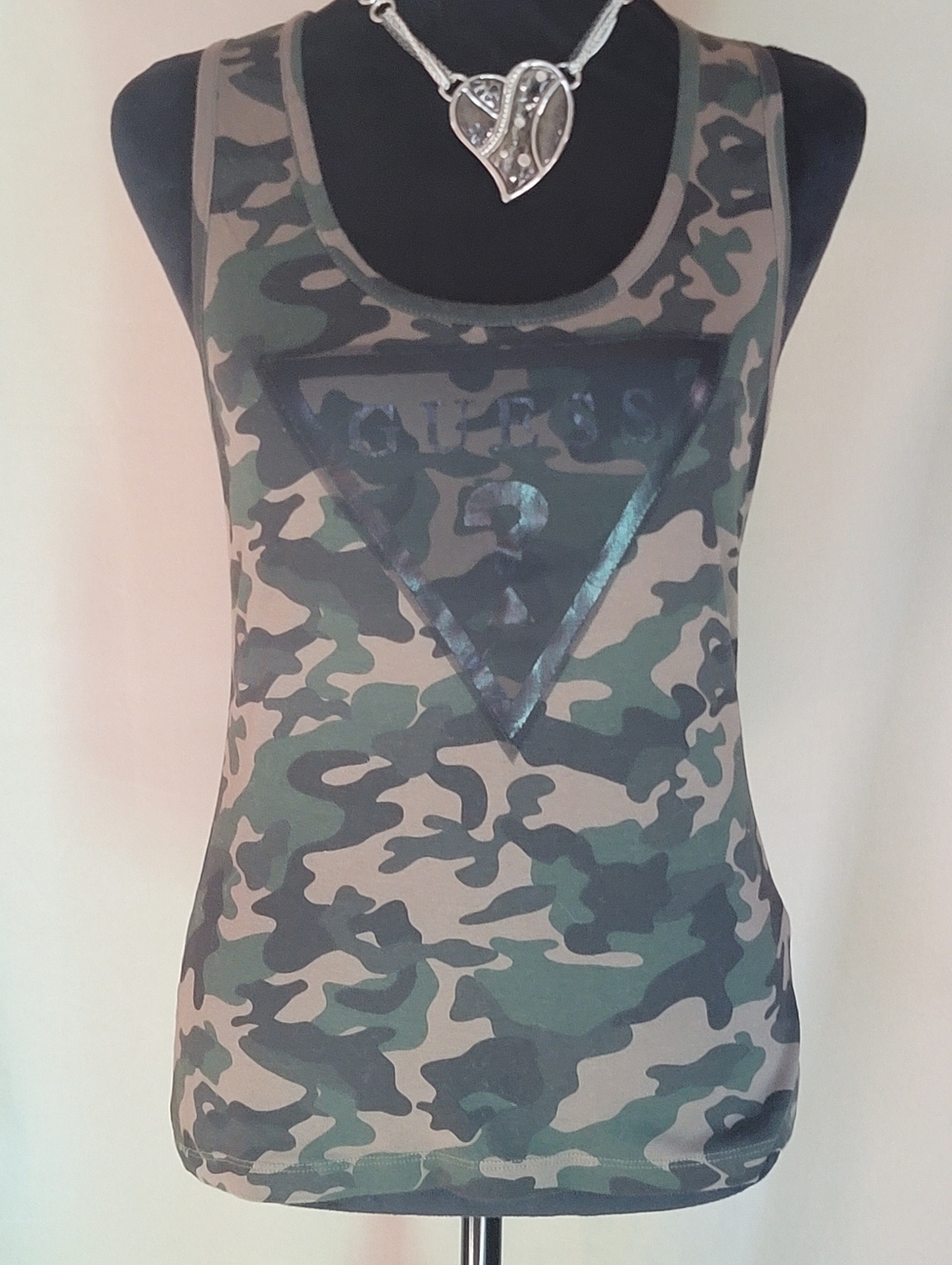 Camouflage Scoop Neck Tank Top - Green Camo